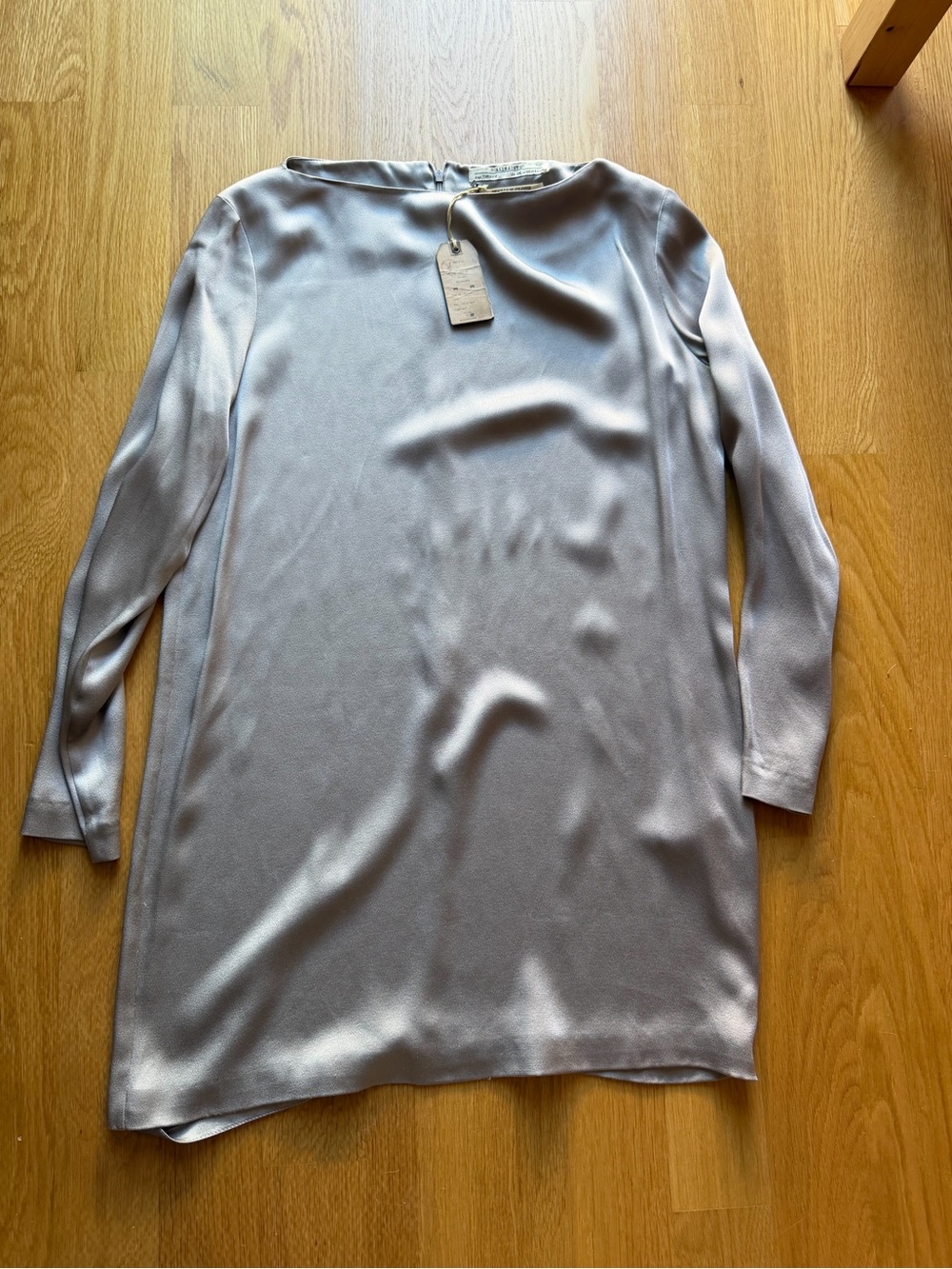 Beautiful All Saints Silver Shift Dress with Long Sleeves
